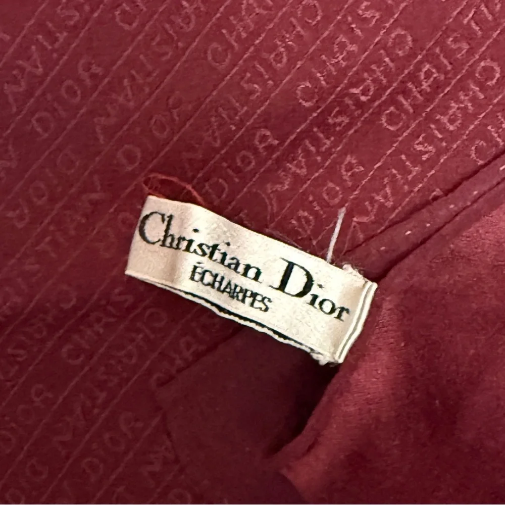 Dior Rich Burgundy Vintage silk Scarf